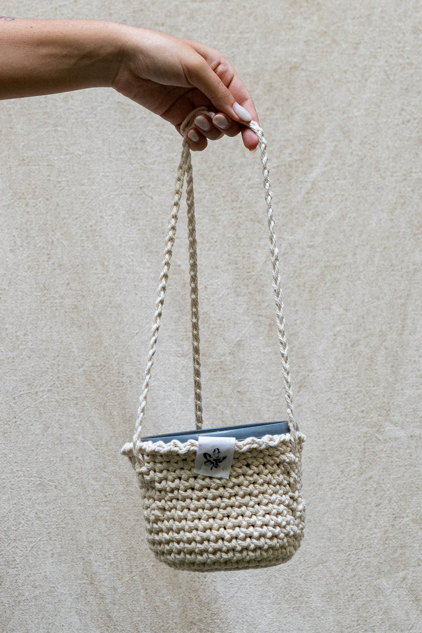 Coprivaso Sospeso - Macramè - Cream