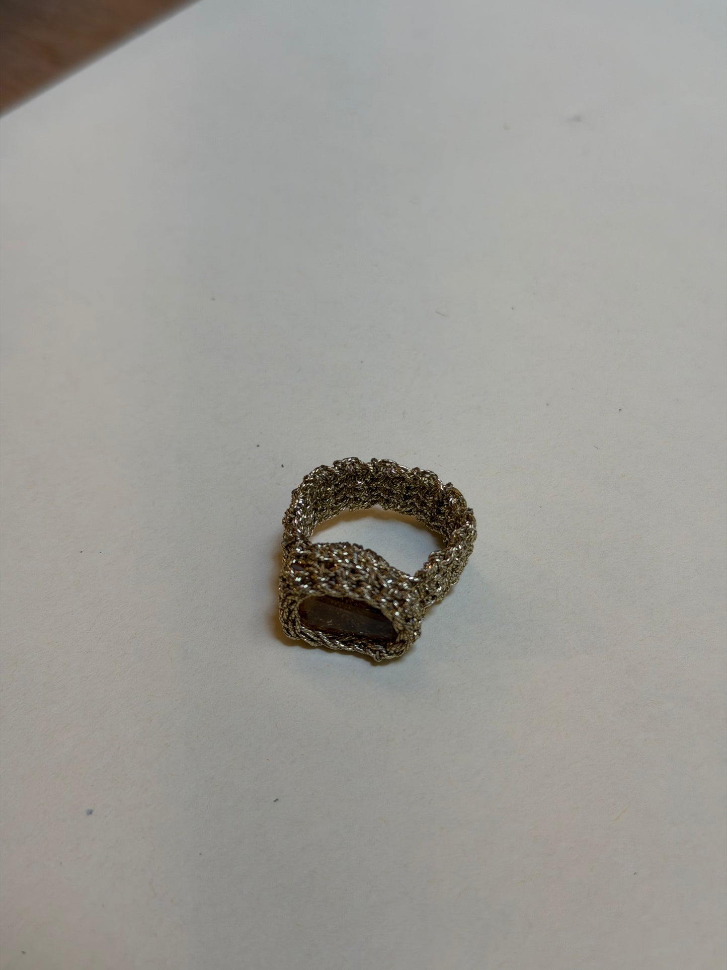 Anello Uncinetto Citrino Rettangolare