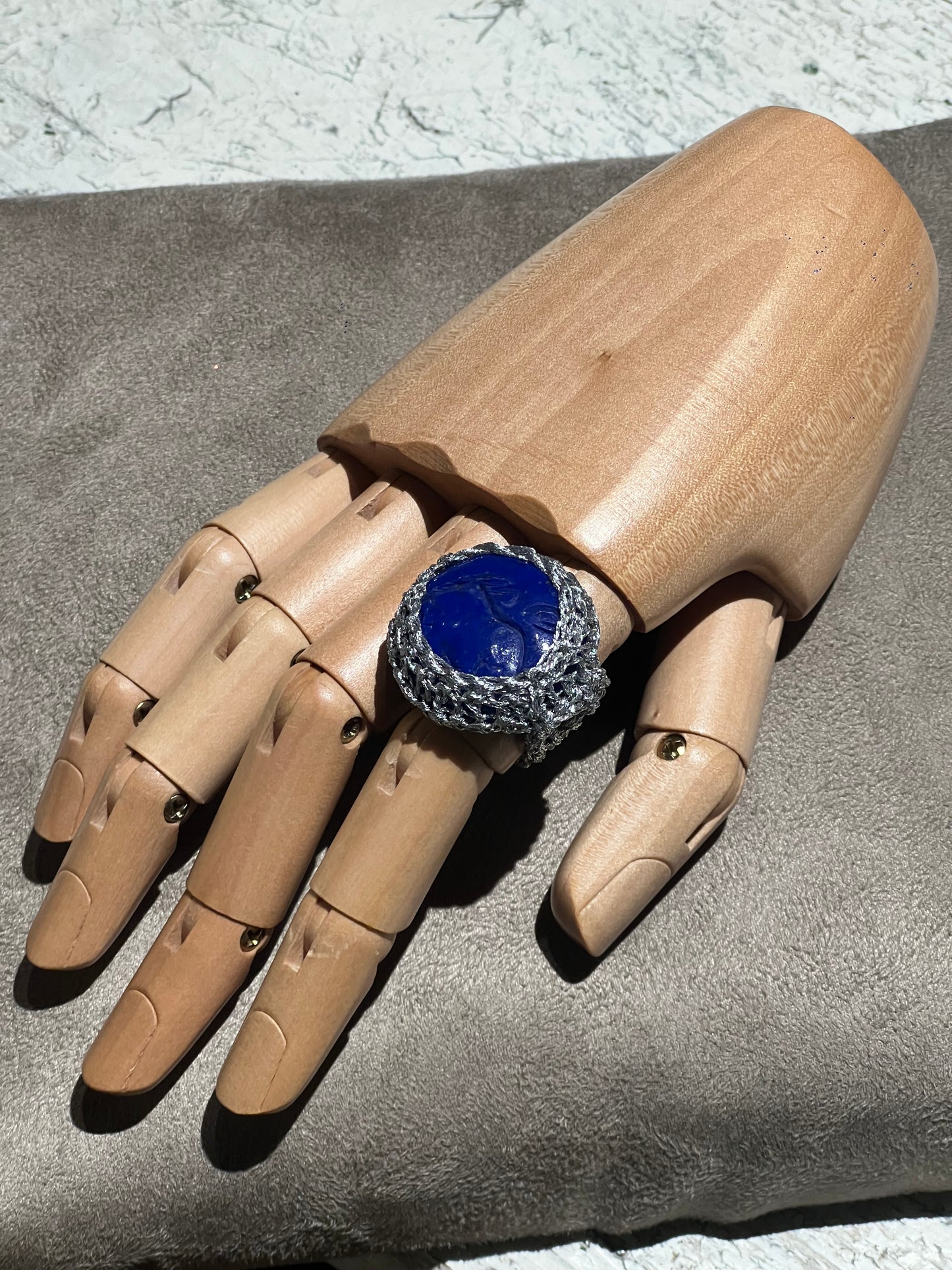 Anello Uncinetto Lapizlazzuli