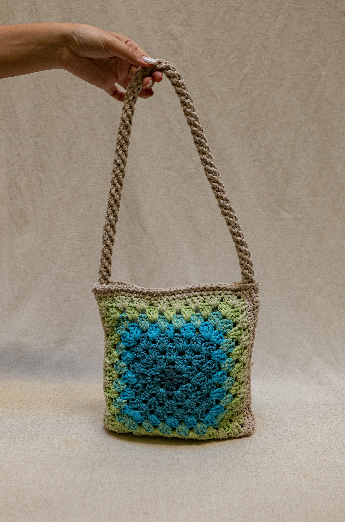 Shoulder bag  - Beige Blue Green