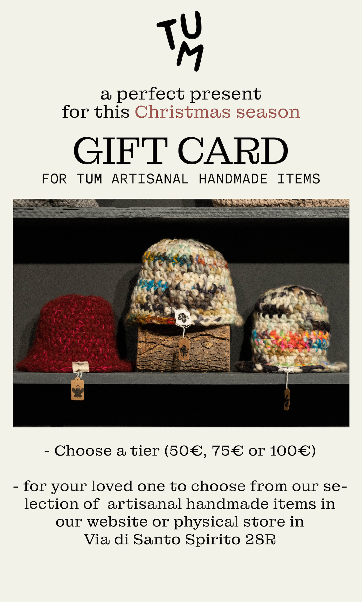 TARJETA DE REGALO TUM ARTISAN SHOP 💞 🎁