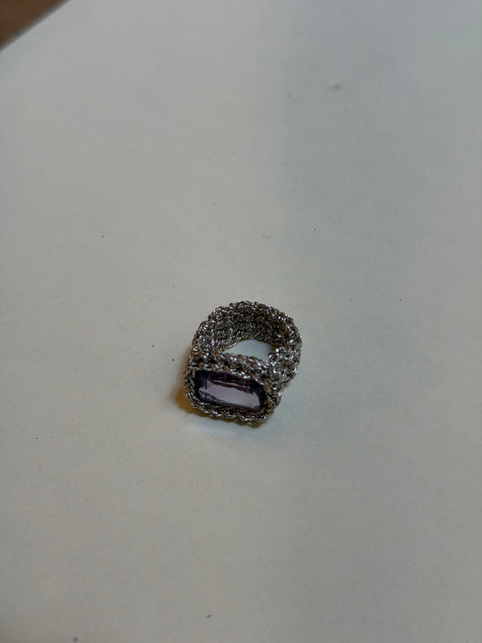 Anello Uncinetto Ametista Rettangolare 1