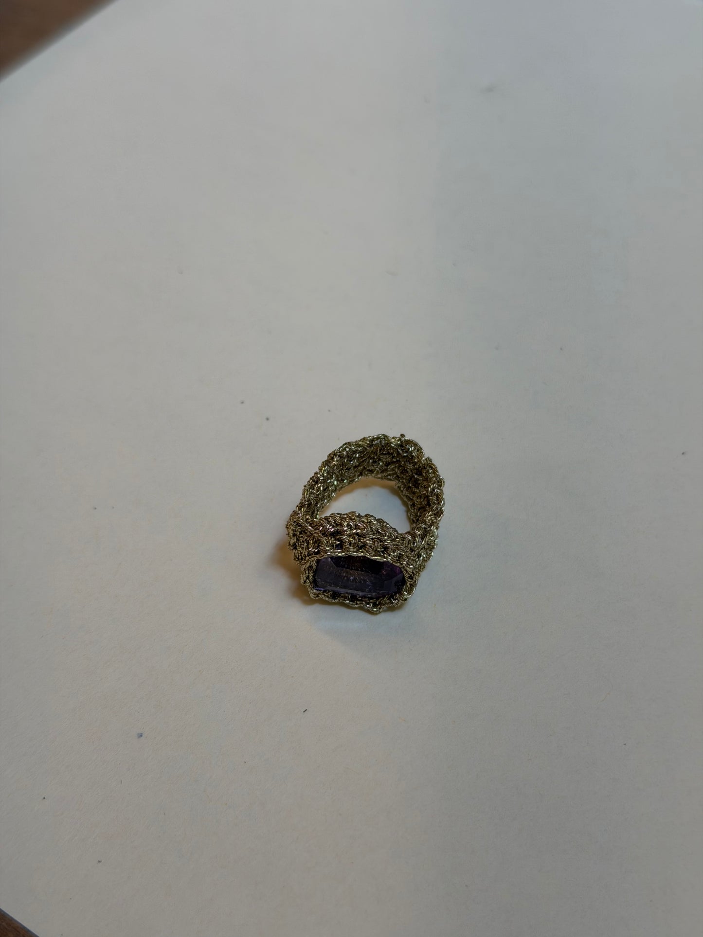 Anello Uncinetto Ametista Rettangolare 2
