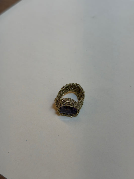 Anello Uncinetto Ametista Rettangolare 2