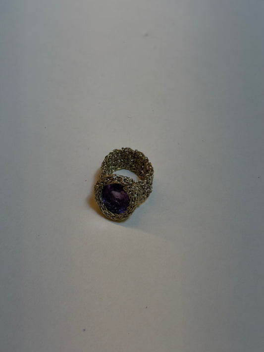 Anello Uncinetto Ametista Tonda