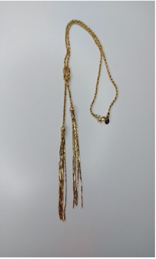 Collana Shirley nodo "corda" e due ciuffi,  due sferette diamantate d'argento - Oro dark free