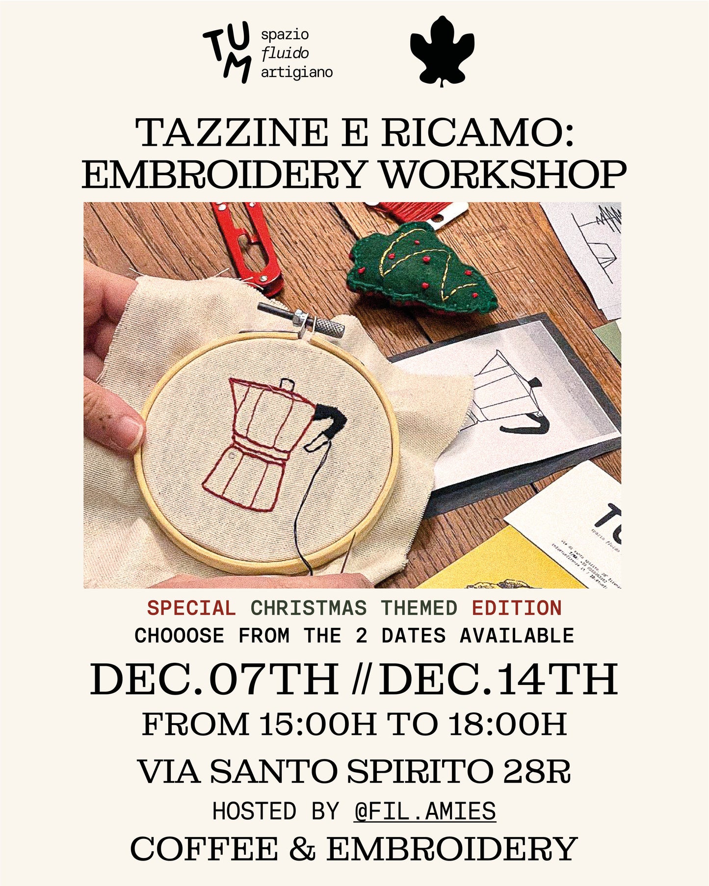 Tazzine e Ricamo: Christmas Embroidery Workshop - 7/12 e 14/12